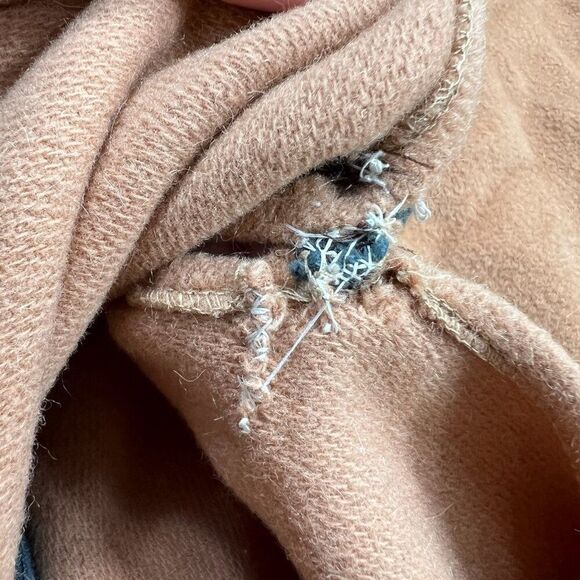 Vintage Polo Cloth By Stevens Wool Cape Coat With Leather Buttons & Trim Size L - Picture 10 of 15